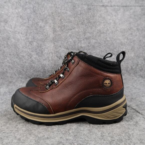 Timberland Shoes Kids 2.5 Hiking Boots Outdoor Leather Ankle Lace Up Brown Black - Picture 5 of 14